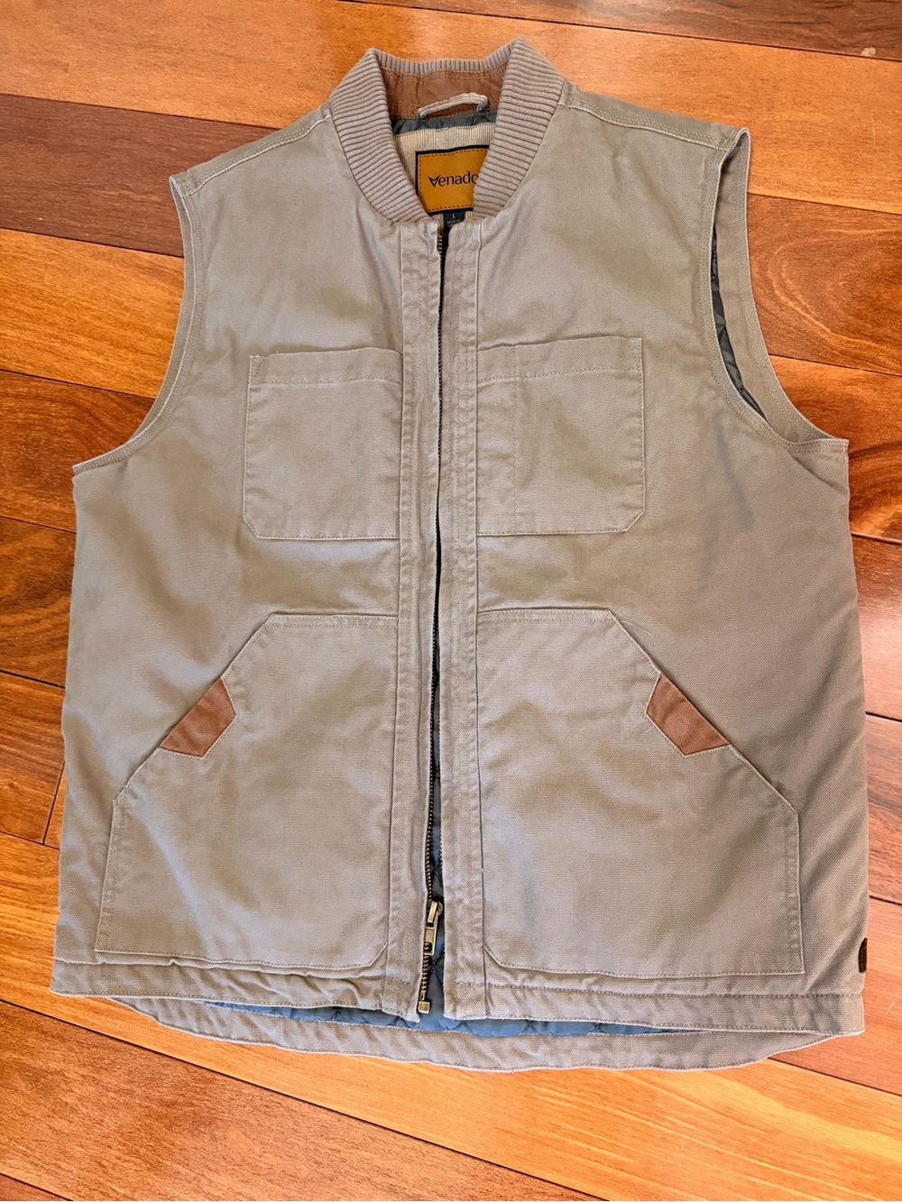 Venado Men's Tan Conceal Carry Vest with Leather Accent